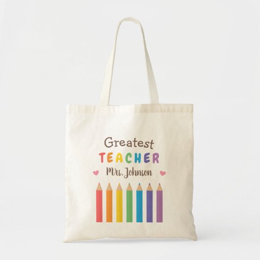 Regenbogen-Farbstifte Bester Lehrer Tragetasche (Vorne)