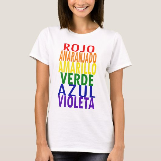 Regenbogen färbt den T - Shirt (spanisch) (Vorderseite)