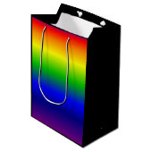 Regenbogen färbt Geschenk-Taschen-Medium-Schwarzes Mittlere Geschenktüte (Vorderseite Schrägansicht)