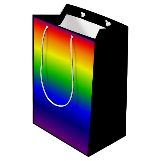 Regenbogen färbt Geschenk-Taschen-Medium-Schwarzes Mittlere Geschenktüte (Rückseite Schrägansicht)