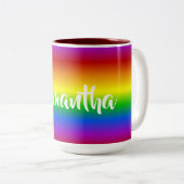 Regenbogen färbt Name-Tassen Zweifarbige Tasse (VorderseiteRechts)