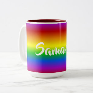 Regenbogen färbt Name-Tassen Zweifarbige Tasse