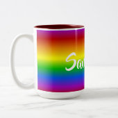Regenbogen färbt Name-Tassen Zweifarbige Tasse (Links)