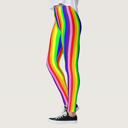 Regenbogen färbt vertikale dünne Streifen bunt Leggings (Links)