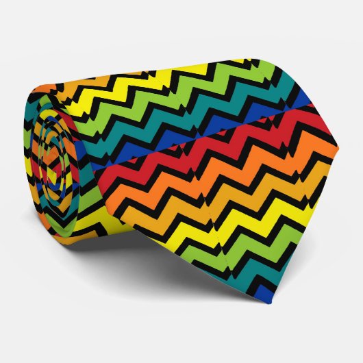 Regenbogen färbt Zickzack Artkrawatte Krawatte (Gerollt)
