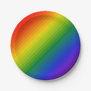 Regenbogen Farbverlauf gestreift Pappteller