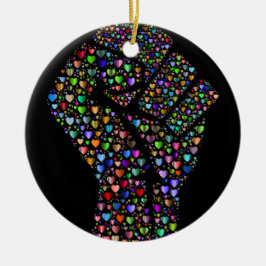 Regenbogen-Faust der Herzen Keramik Ornament