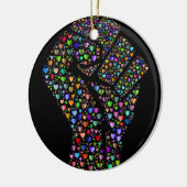Regenbogen-Faust der Herzen Keramik Ornament (Links)