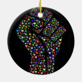 Regenbogen-Faust der Herzen Keramik Ornament (Hinten)