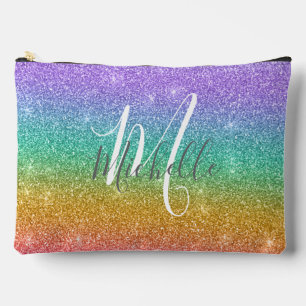 Regenbogen-Faux-Glitter-Mädchen-Kind Personalisier Zubehörtasche