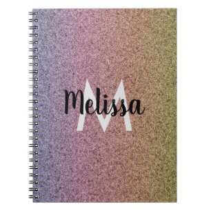 Regenbogen-Faux-Glitter-Muster Anfangsbuchstabe Notizblock
