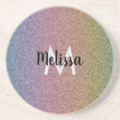 Regenbogen-Faux-Glitter-Muster Anfangsname Getränkeuntersetzer (Vorne)