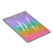 Regenbogen-Faux-Glitter personalisiertes Monogramm Notizblock (Rechte Seite)