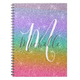 Regenbogen-Faux-Glitter personalisiertes Monogramm Notizblock