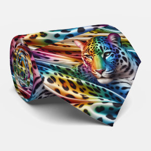 Regenbogen-Faux-Seide   Leoparden-Druck Gentleman' Krawatte