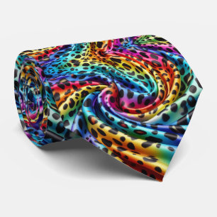 Regenbogen-Faux-Seide   Leoparden-Druck Gentleman' Krawatte