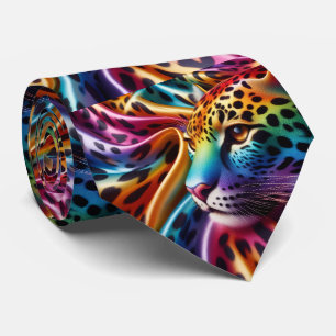 Regenbogen-Faux-Seide   Leoparden-Druck Gentleman' Krawatte