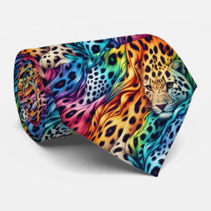 Regenbogen-Faux-Seide Leoparden-Druck Gentleman' Krawatte
