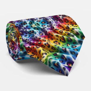 Regenbogen-Faux-Seide Leoparden-Druck Gentleman' Krawatte