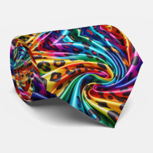 Regenbogen-Faux-Seide Leoparden-Druck Gentleman' Krawatte