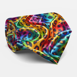 Regenbogen-Faux-Seide Leoparden-Druck Gentleman' Krawatte