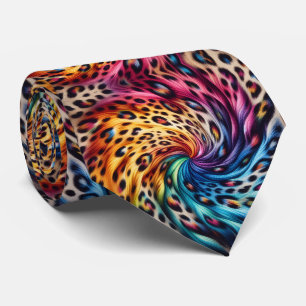Regenbogen-Faux-Seide   Leopardenprint Herren- Krawatte