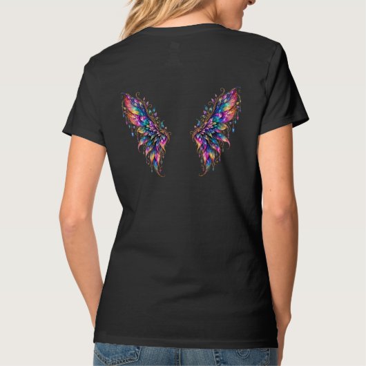 Regenbogen-Feengeflügel Fantasy T-Shirt (Rückseite)