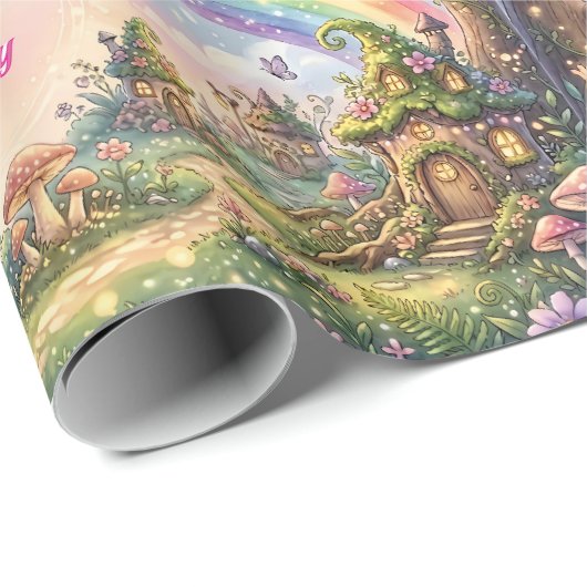 Regenbogen-Feenzauber-Geburtstag Geschenkpapier (Rolleneckpunkt)
