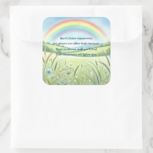 Regenbogen / Feld und Angebot Quadratischer Aufkleber (Tasche)