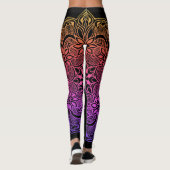 Regenbogen-Feuermandala-Blume Leggings (Rückseite)