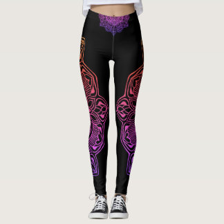 Regenbogen-Feuermandala-Blume Leggings