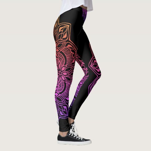 Regenbogen-Feuermandala-Blume Leggings (Rechts)