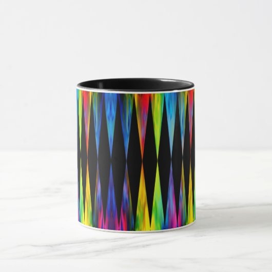 [Regenbogen-Fiesta-] Harlekin-geometrisches Tasse (Zentrum)