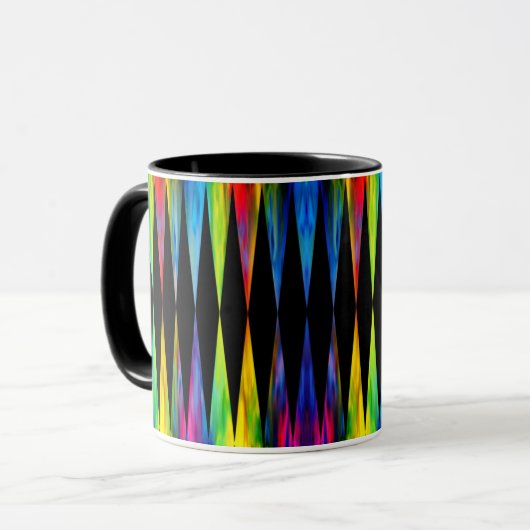 [Regenbogen-Fiesta-] Harlekin-geometrisches Tasse (Vorderseite Links)