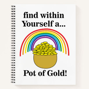Regenbogen finden in sich einen Pot Gold Notizblock