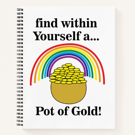 Regenbogen finden in sich einen Pot Gold Notizblock (Vorderseite)