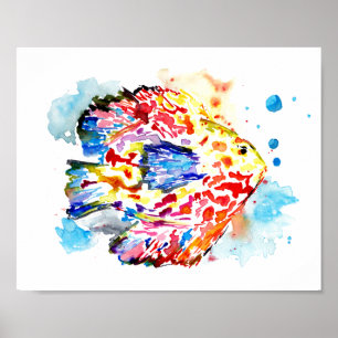Regenbogen-Fisch-Aquarell-Plakat-Druck Poster