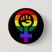 Regenbogen-Flaggen-Frauen-Powerknopf Button (Vorderseite)