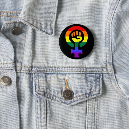 Regenbogen-Flaggen-Frauen-Powerknopf Button (Beispiel)