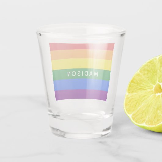 Regenbogen-Flaggen-individueller Name shotglass Schnapsglas (Rückseite)