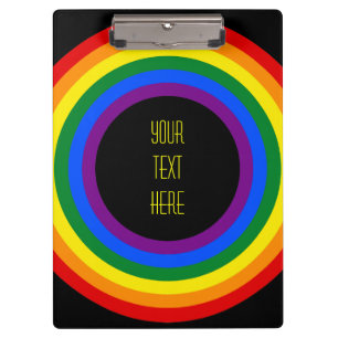 REGENBOGEN-FLAGGEN-KNOPF + dein Zeichen oder Text Klemmbrett