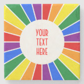 REGENBOGEN-FLAGGEN-KNOPF-STRAHLEN + Ihr Zeichen Steinuntersetzer (Vorderseite)