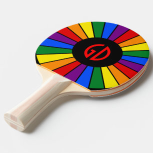 REGENBOGEN-FLAGGEN-KNOPF-STRAHLEN + Ihr Zeichen Tischtennis Schläger