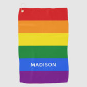 Regenbogen-Flaggen-Name-Golftuch Golfhandtuch (Vorderseite)