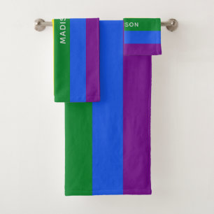 Regenbogen-Flaggen-Name-Tuch-Set Badhandtuch Set