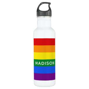 Regenbogen-Flaggen-Name-Wasserflaschen Edelstahlflasche