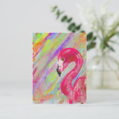 Regenbogen-Flamingo-Druck Postkarte (Stehend Vorderseite)