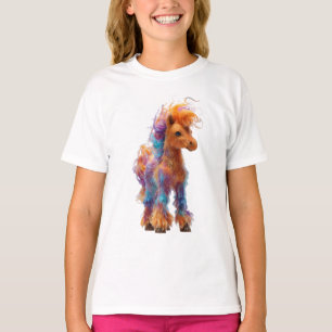 Regenbogen-Flammen-Flauschpony für Kinder T-Shirt