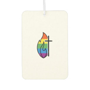 Regenbogen-Flammenkreuz Vintage-Christen-Vektor-De Autolufterfrischer