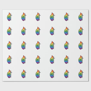 Regenbogen-Flammenkreuz Vintage-Christlicher-Vekto Geschenkpapier